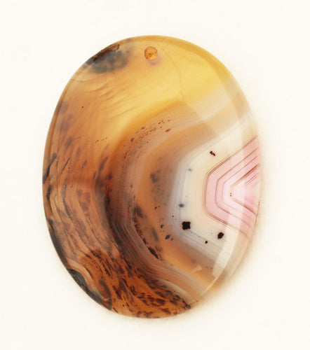 Banded Agate Oval Bead Translucent Brown and Pink