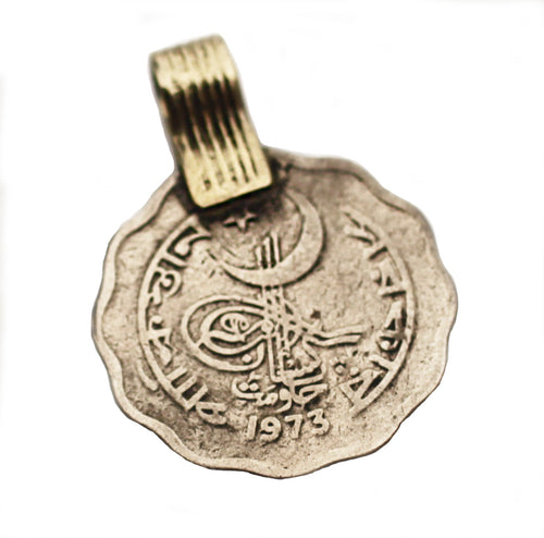Tribal Silver Old Coin Pendant or Charm with Scalloped Edge Large 22 mm