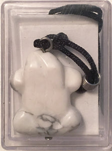 Howlite Pendant Frog Amulet on Black Cord aka Frog Fetish Smaller Size