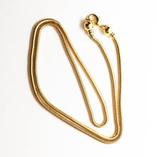 Load image into Gallery viewer, Dione® Easy-On Chain, Gold-plated Brass, 2.5mm snake, 24 inches with 3.3mm threaded ball end and lobster claw clasp.