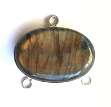 Load image into Gallery viewer, Spectrolite Labradorite Pendant in Sterling Silver Setting with Loops for a Necklace or Bracelet