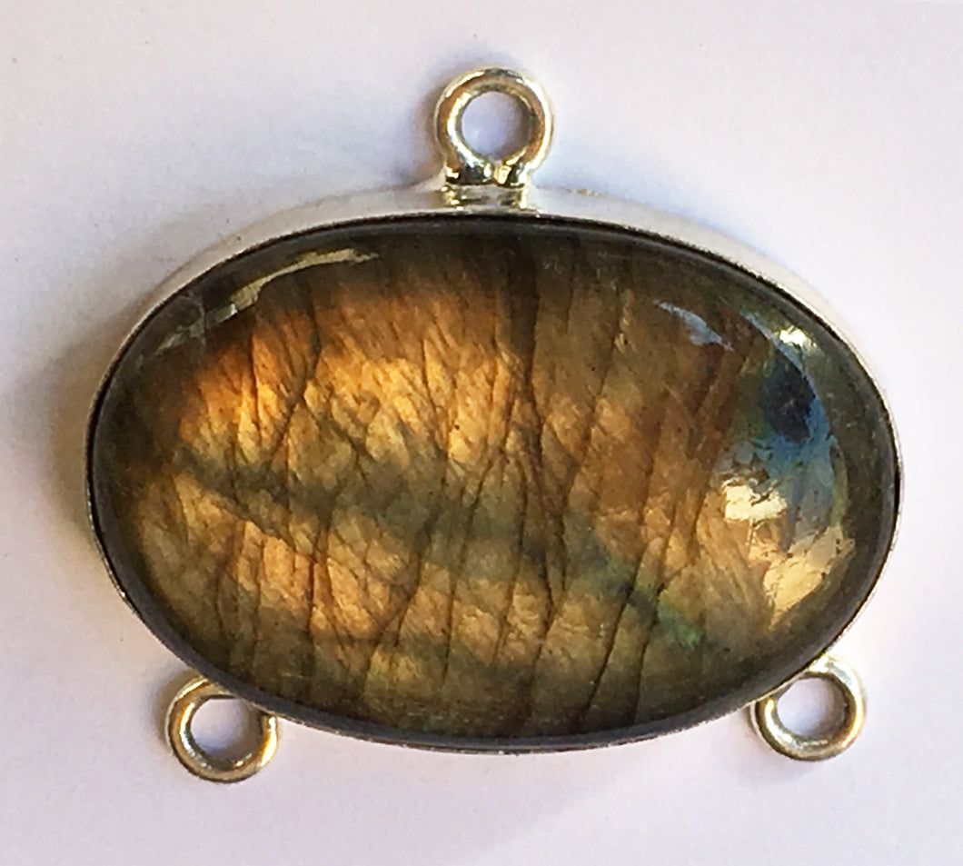 Spectrolite Labradorite Pendant in Sterling Silver Setting with Loops for a Necklace or Bracelet