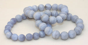 Blue Lace Agate Bracelet 12mm Bead Stretch Bracelet
