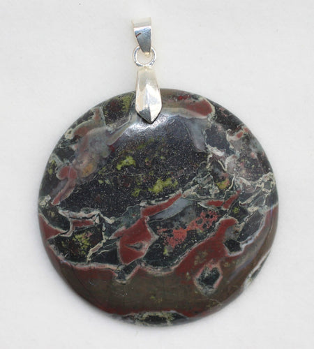 Camouflage Jasper Round Pendant for Great Spiritual Strength