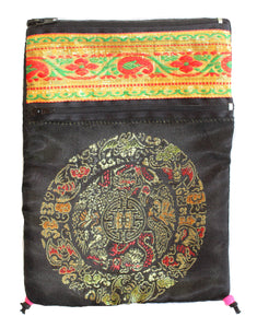 Black Rayon and Velvet Tarot Bag with Mandala