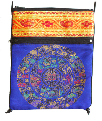 Royal Blue Rayon and Velveteen Tarot Bag with Mandala