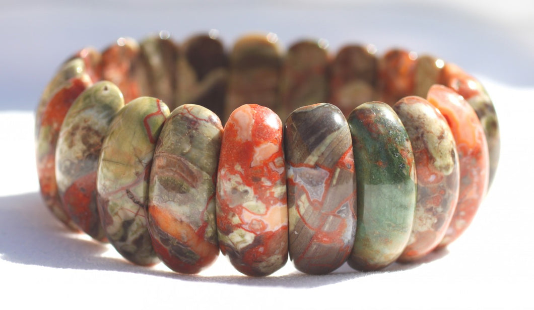 Spider Web Agate Picket Bead Bracelet for Growth, Fertility, and Prosperity
