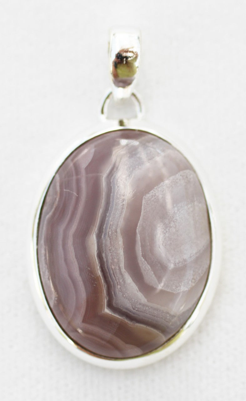 Botswana Agate Pendant in muted hues of taupe