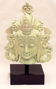 Tara Fine Porcelain Head in Celadon Green Tara or White Tara with wood stand
