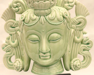 Tara Fine Porcelain Head in Celadon Green Tara or White Tara with wood stand