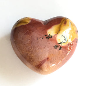 Mookaite Jasper Puffy Heart in mauve, sienna and caramel 45mm