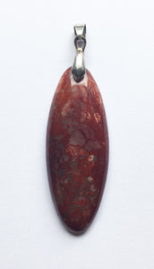Red Stone Canyon Agate Petal-Shaped Pendant with Silver Bail for Inner Knowing