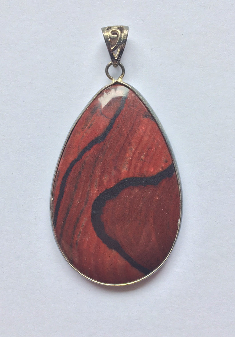 Red Picture Jasper Pendant in Sterling Silver Frame