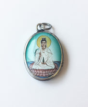 Load image into Gallery viewer, Quan Yin Enameled Brass Deity Pendant