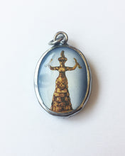 Load image into Gallery viewer, Minoan Snake Goddess Enameled Brass Deity Pendant