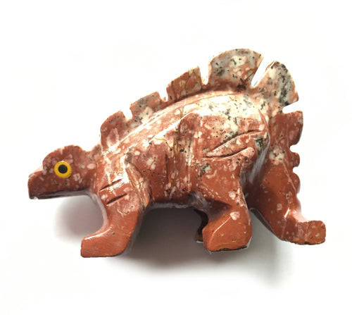 Stegosaurus Figurine Soapstone Carving Red Brown Color