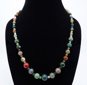 Fancy Agate Graduated Bead Necklace with Macrame Closure