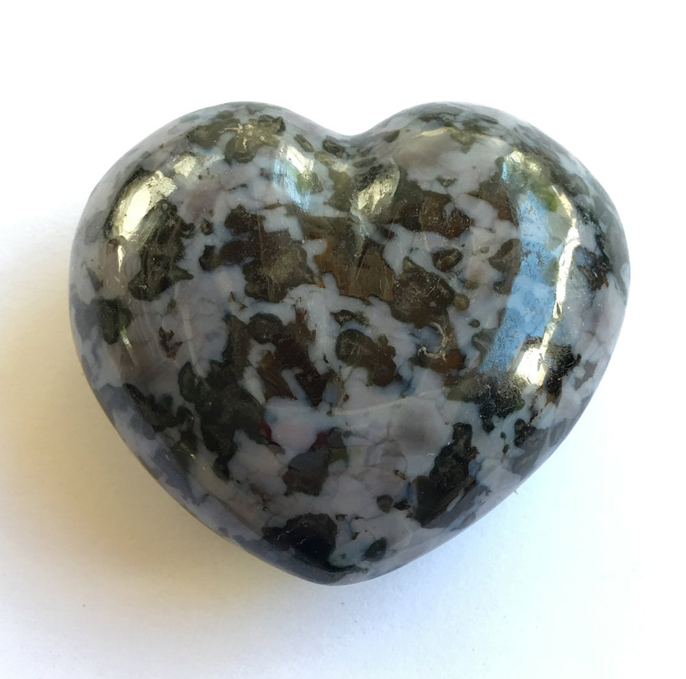 Indigo Gabbro Heart 2.25 Inch Puffy Heart aka Merlinite Dendritic Opal