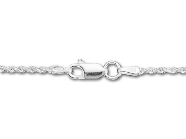 Rope Chain Necklace 1.75mm thickness Italian Sterling Silver 16 inch length