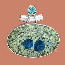 Load image into Gallery viewer, K2 Pendant Azurite in Granite with Blue Topaz