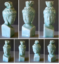Load image into Gallery viewer, Kwan Yin Bust on a Pedestal in Celadon Glaze
