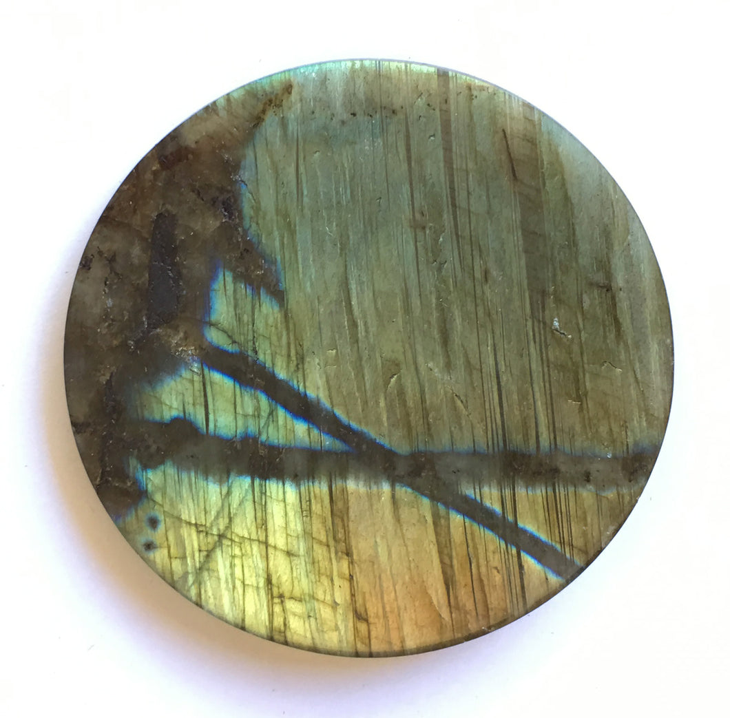 Labradorite Coaster or Paper Weight to attract positive energy into your food and drink or paperwork
