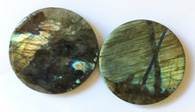 Load image into Gallery viewer, Labradorite Coaster or Paper Weight to attract positive energy into your food and drink or paperwork