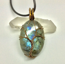 Load image into Gallery viewer, Blue Labradorite Pendant in Copper Tree of Life Wire Wrap