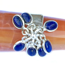 Load image into Gallery viewer, Lapis Lazuli Ring Flower Sterling Silver Ring Size 7 Setting