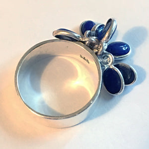 Lapis Lazuli Ring Flower Sterling Silver Ring Size 7 Setting