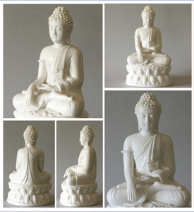 Seated Buddha Statue Blanc de Chine Porcelain Figurine Large
