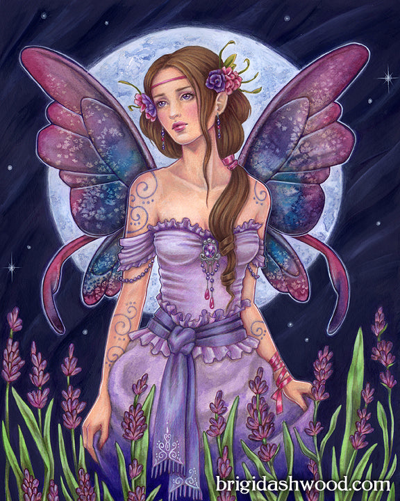 Lavender Moon Fairy Print by Brigid Ashwood 16x20