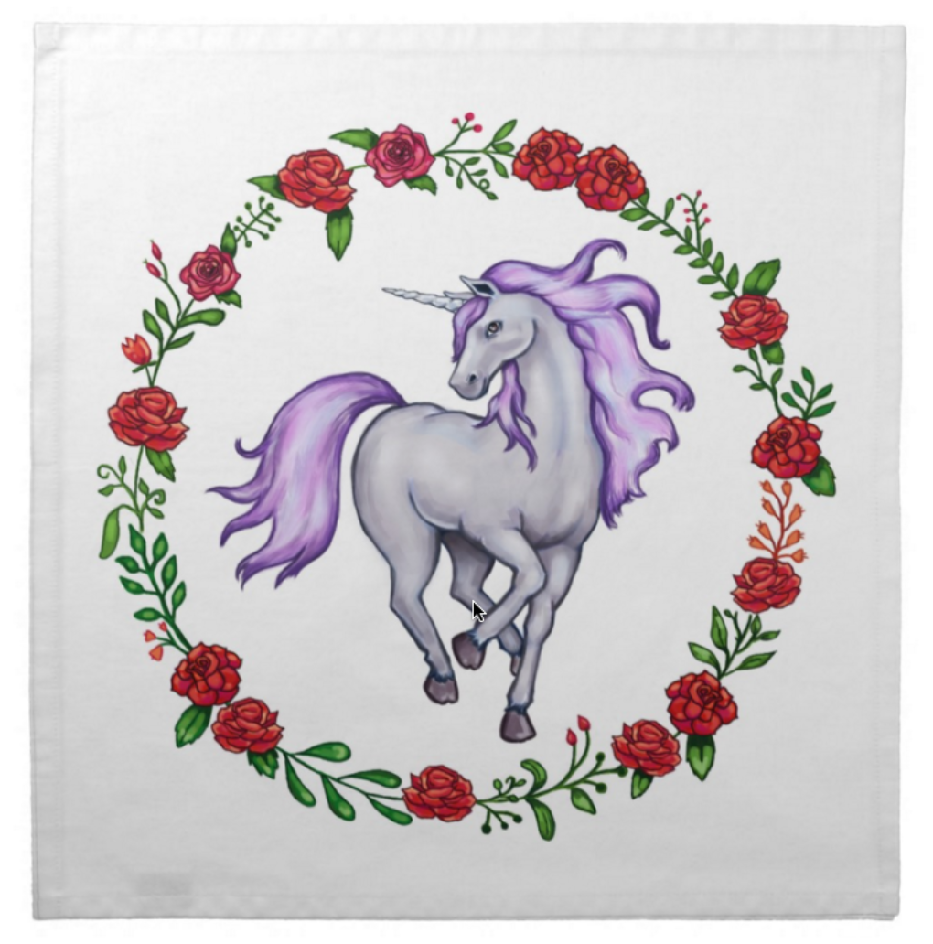 Unicorn Cotton Tarot Cloth with a Lavender Mane
