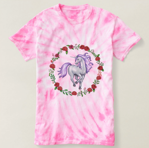 Unicorn Cotton Tee - Ladies XL Pink Tie-Dye T Shirt