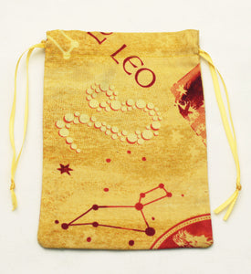 Leo Zodiac Sign Cotton Drawstring Bag for Your Tarot Deck