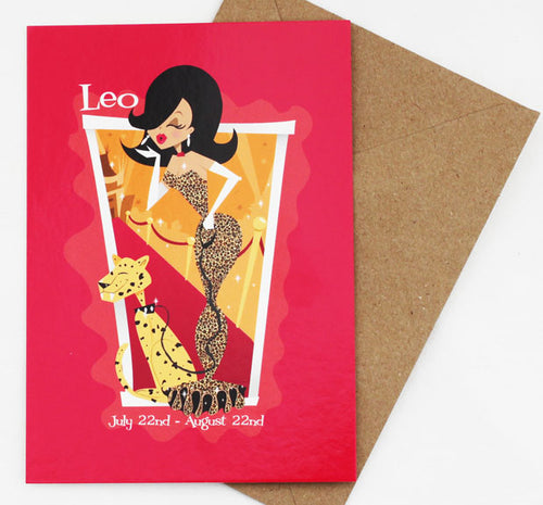 Leo Space-Age Jetson's Style Zodiac Post Card