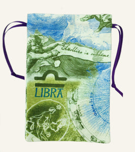 Libra Zodiac Sign Cotton Drawstring Bag for Your Tarot Deck