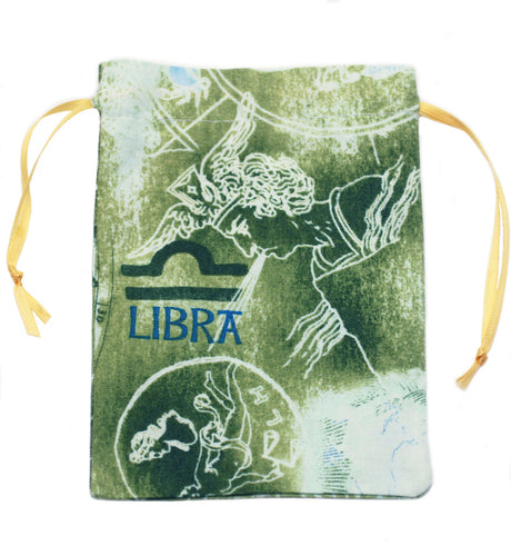 Libra Zodiac Sign Cotton Drawstring Bag for Your Tarot Deck
