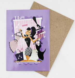 Libra Zodiac Post Card Space-Age Jetson's Style