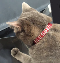 Load image into Gallery viewer, Red or Black &quot;Blessed&quot; Rhinestone Crystal Break-Away Kitty Cat Collar with Bell