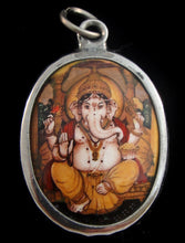 Load image into Gallery viewer, Lord Ganesh in Yellow Pants Enameled Brass Deity Pendant