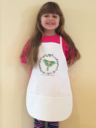 Luna Moth Encircled in Jasmine Kid's Chef Apron
