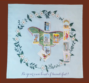 Luna Moth on Pale Pink Cotton Tarot Cloth "Be your own kind of beautiful!"
