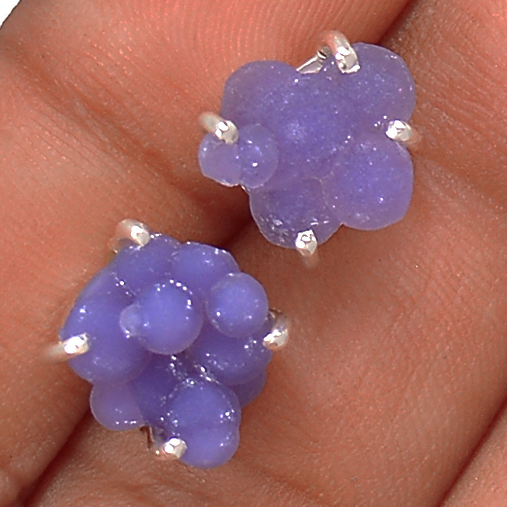 Grape Purple Chalcedony aka Manakarra Botryoidal Sterling Silver Stud Earrings