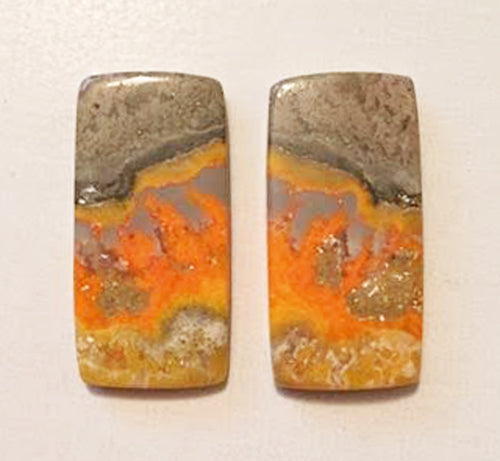 Bumblebee Jasper cabochons matched pair of long oblongs