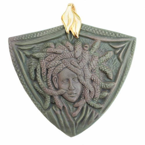 Medusa Medallion Pendant in Ribbon Jasper