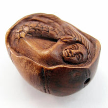 Load image into Gallery viewer, Mermaid  Bead Ojime bead Mermaid in a Pumpkin Shell