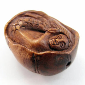 Mermaid  Bead Ojime bead Mermaid in a Pumpkin Shell