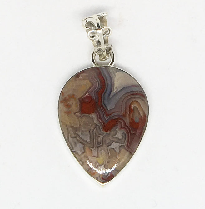 Mexican Laguna Crazy Lace Agate Pendant in sterling silver