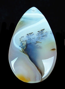 Dendrite Agate Pear-Shaped Bead with delicate swirl pattern.